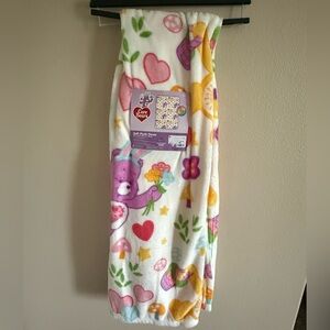 Care Bears NWT Soft Plush Throw Blanket Easter Spring Flowers